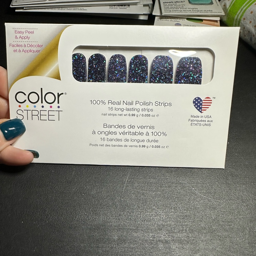 Black with glitter nail stickers